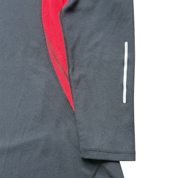 Men's M Nike Dri Fit Black Red Color Block Long Sleeve Athletic Activewear Shirt - Picture 3 of 4